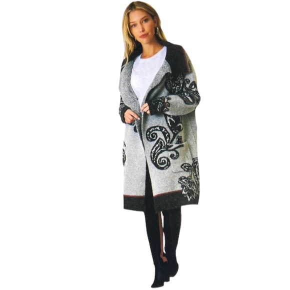 MAX SPORT Gray Multi Oversized Cardigan Sweater M NWT - Picture 5 of 8